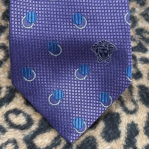 Versace Purple Patterned Silk Necktie Tie